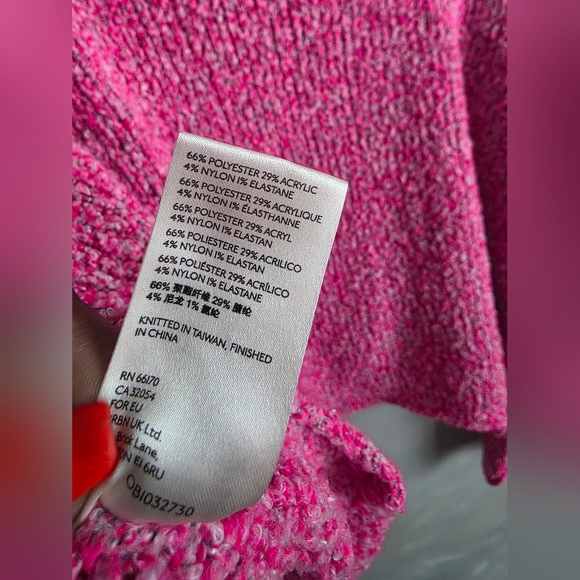 Free People Crop BFF Cowl Neck Sweater Pink Gray Sz S Oversized Slouchy - Picture 10 of 10